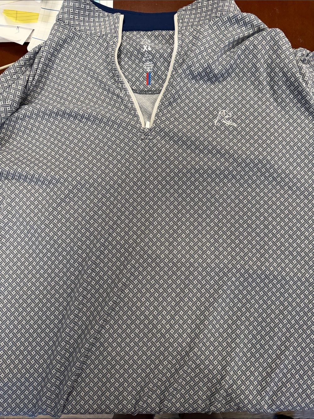 Rhoback Men's Geometric Pattern Quarter-Zip Sweater - Navy/White